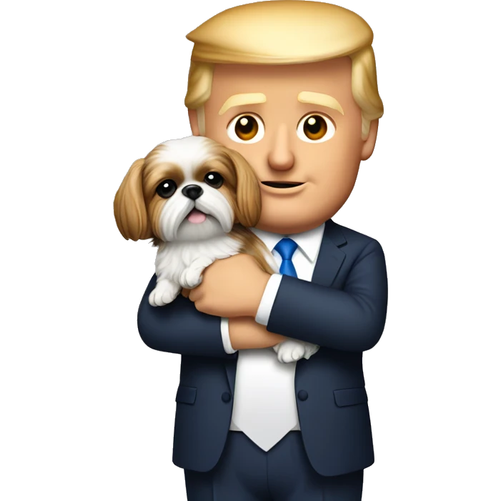 Donald trump holding a shih tzu dog in his arms  emoji