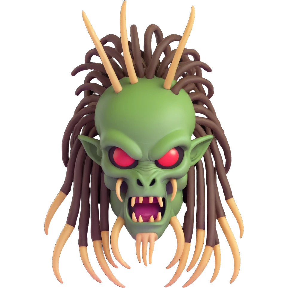 Predator alien with mandibles and dreadlocks emoji