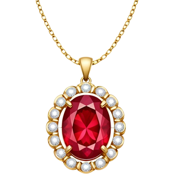 ruby pendant radiating a luminous aura of passion and renewal emoji