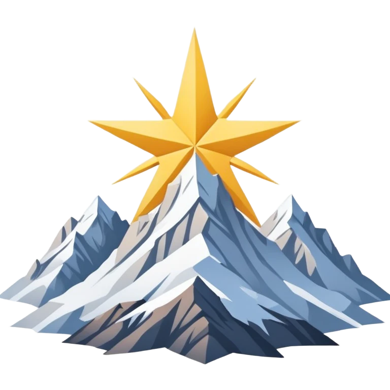 simple eight-pointed star with wide points, with only a basic mountain silhouette on it emoji