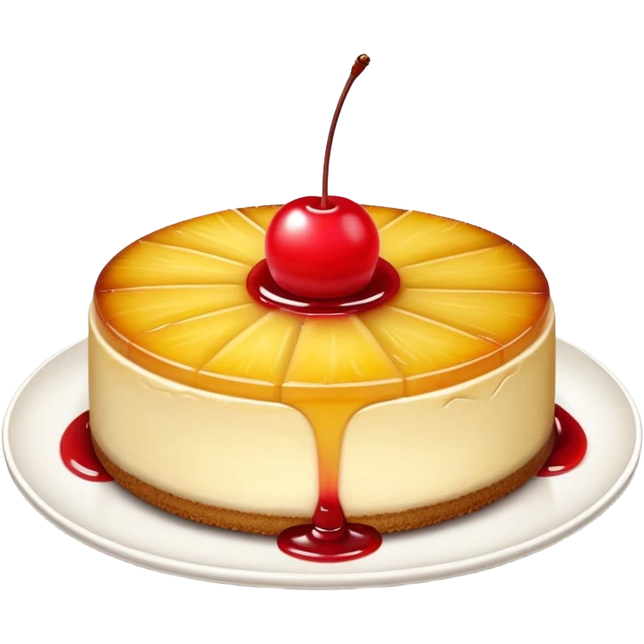 Pineapple upside down cheesecake topped with maraschino cherry  emoji