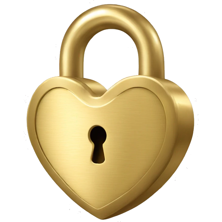 Gold heart shaped padlock emoji