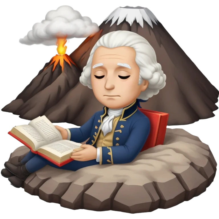 George Washington sleeping on top of a volcano with a book in his hand emoji