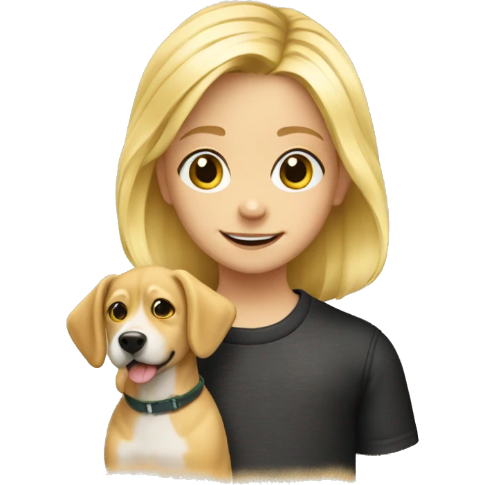 blond child wearing with a picture of dog emoji
