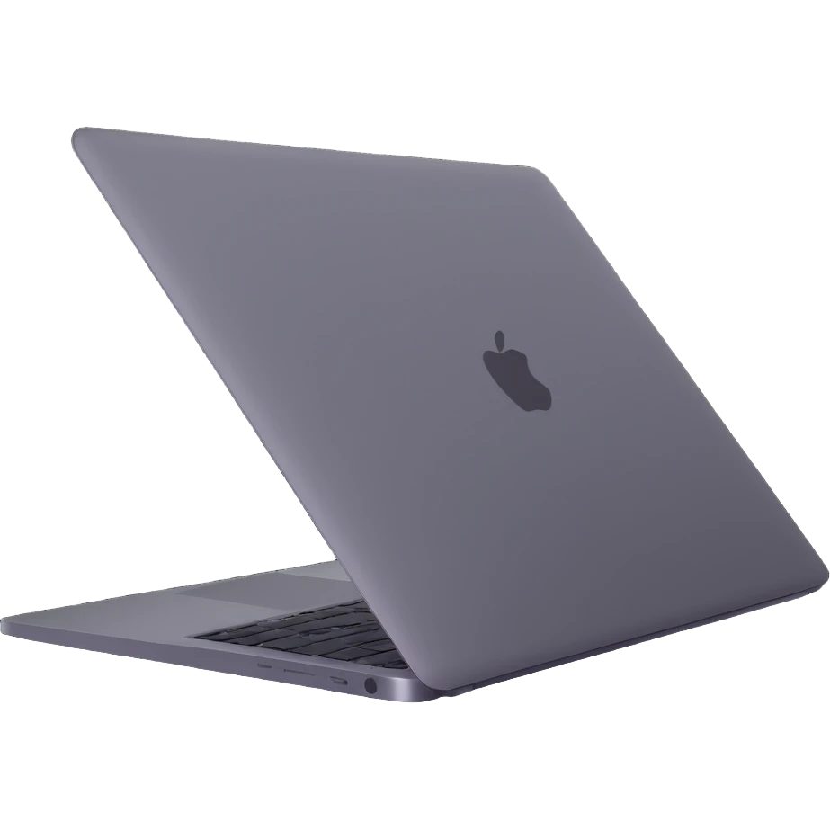 3D illustration of a MacBook laptop, side view, thin profile, metallic, realistic emoji