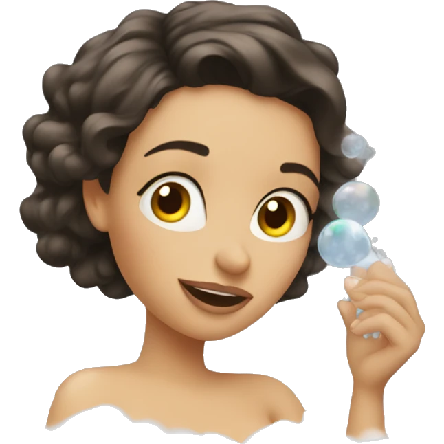 Brunette Woman taking a bubble bath in big bathtub emoji
