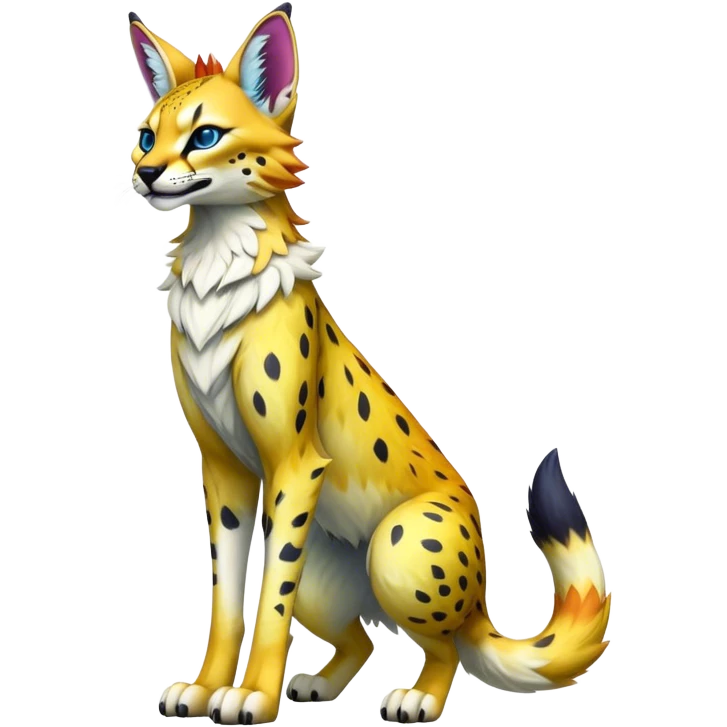 Epic Colorful Sergal-Serval-Vernid full body emoji