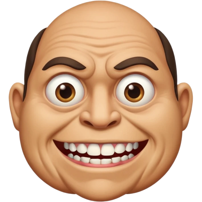extremely ugly man with big teeth and realistic eyes and a quadruple chin emoji