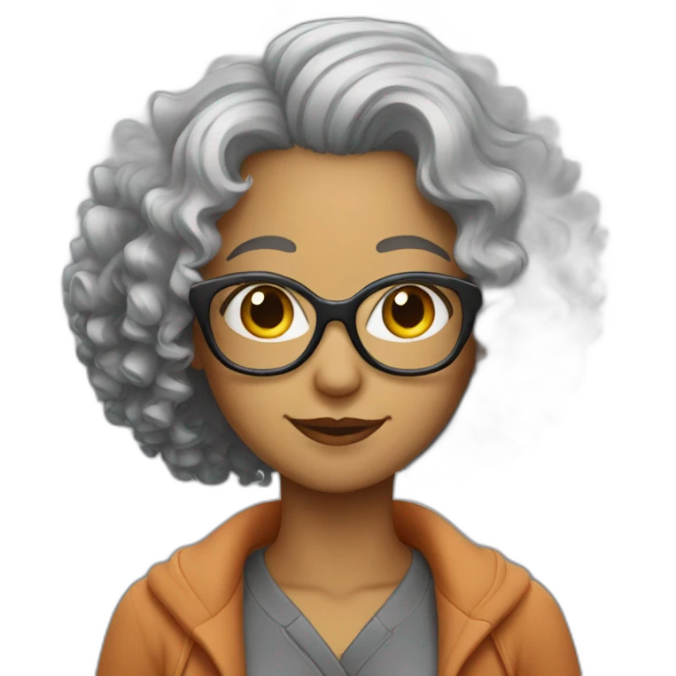 woman glasses curly grey hair emoji