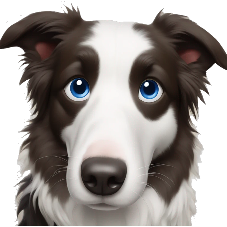 border collie with one blue eye and the other browne emoji