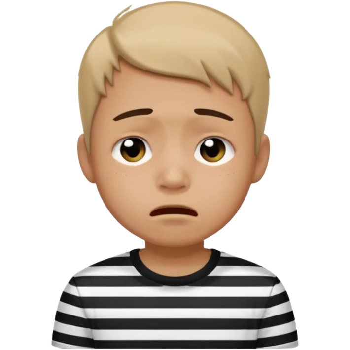 Tişörtü siyah beyaz çizgili ağlayan çocuk erkek emoji