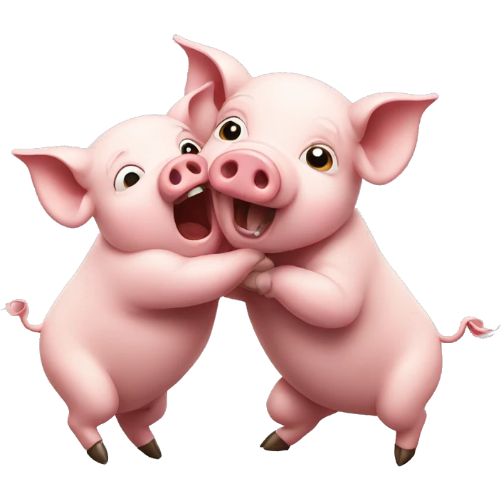 Pigs fighting emoji