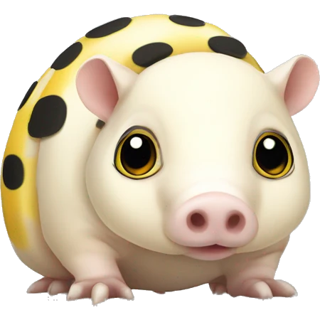 White chubby armadillo pig with yellow and black spots and cute tiny eyes emoji