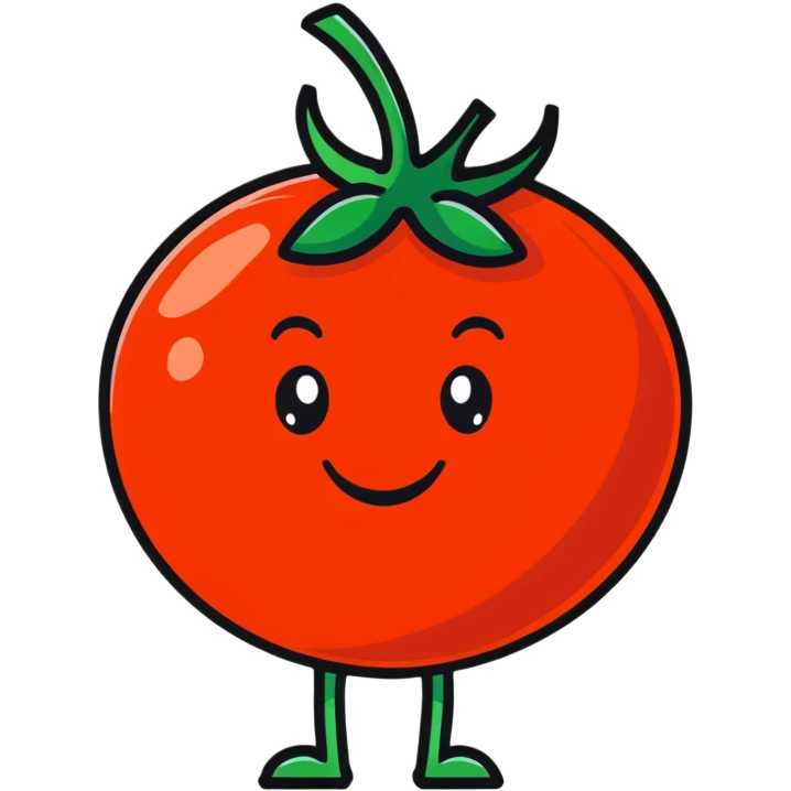 cute tomato character with smiling face emoji