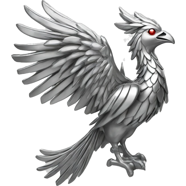 Rising Phoenix bird made of platinum metal  emoji