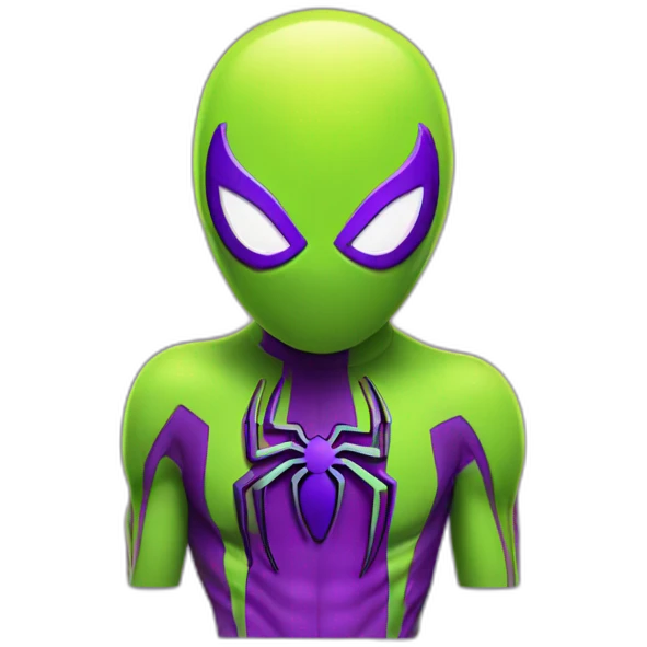 Lemon green and purple neon Spiderman emoji