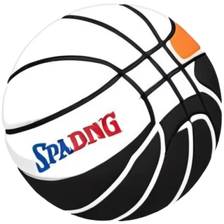 minimalist black Spalding basketball with simple NBA logo, few colorful lines, clean design emoji