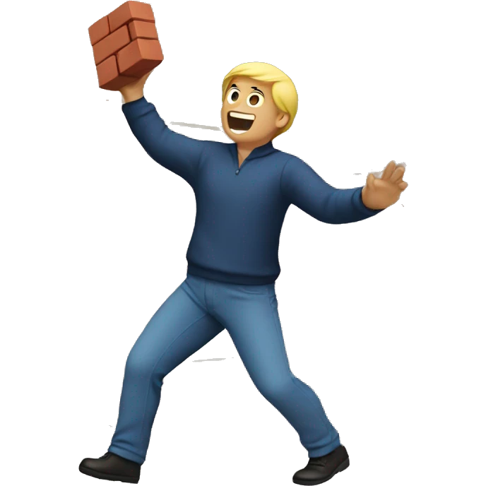 Man tossing brick emoji