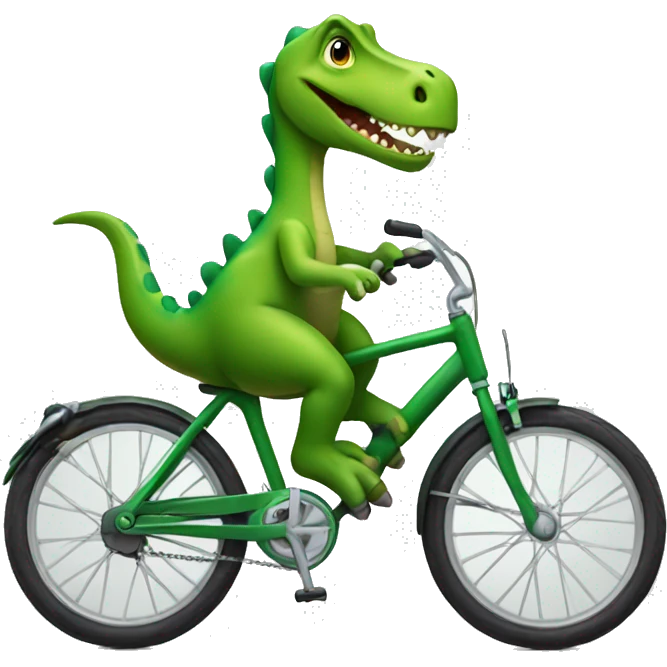 green dinosaur riding a bike emoji