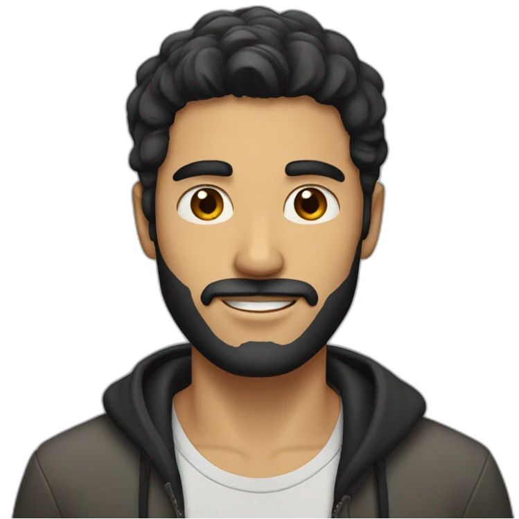 a guy with a black hair and Light beard emoji