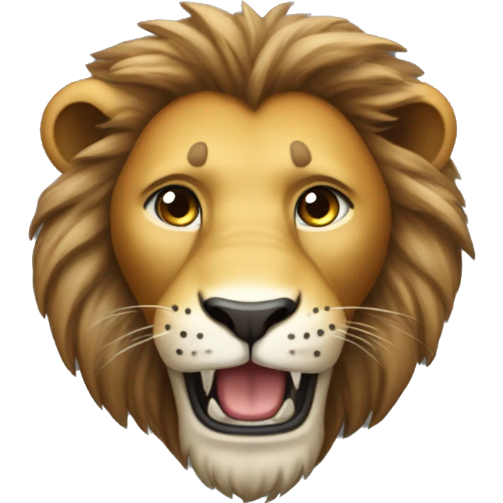 Create an animated emoji of a lion for Telegram. The lion should be cute and expressive, with a detailed mane and playful movements. The animation should include the lion blinking, roaring softly, and wagging its tail. emoji