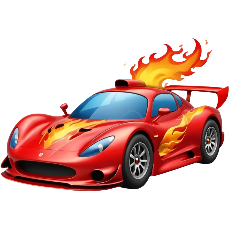 Racing car with flames coming out the back emoji