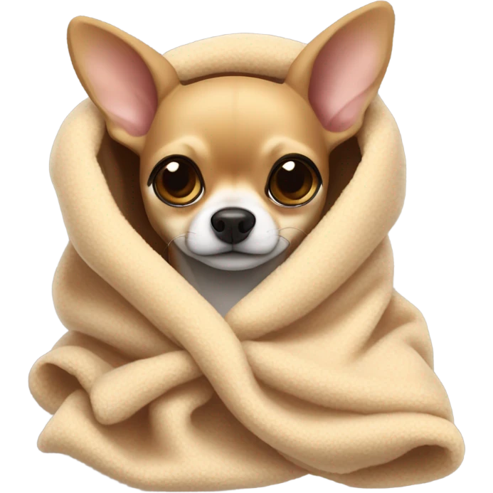Deer head chihuahua wrapped in a blanket  emoji
