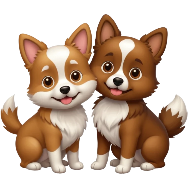 two dogs, with emoji
