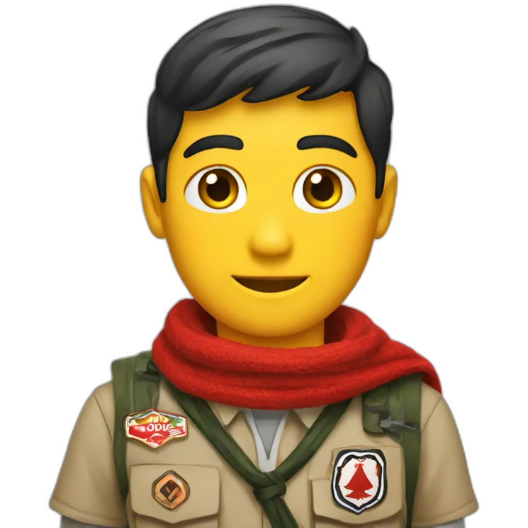 a scout with a red and black Scout Scarf emoji