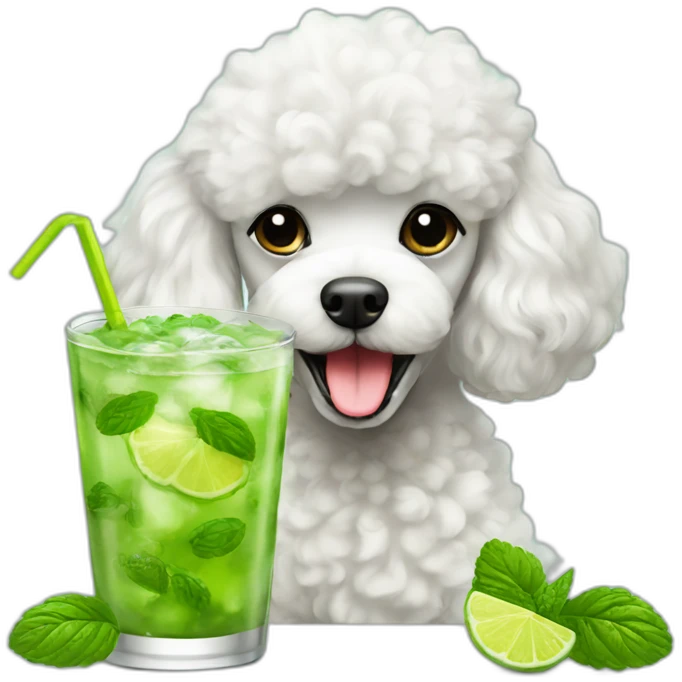 poodle drinks mojito emoji