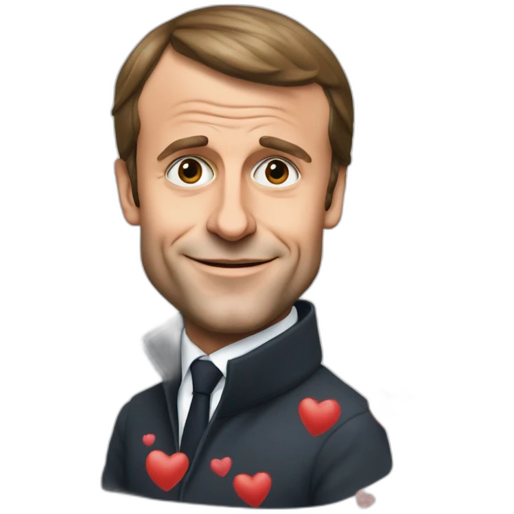 Emmanuel Macron with hearts emoji