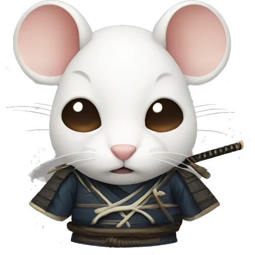 samurai rat white closed eyes emoji