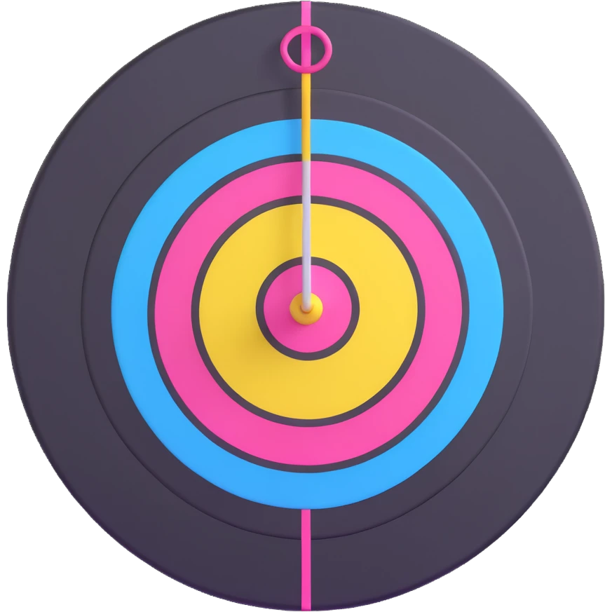 A cute bullseye target with spring pastel colors of yellow, pink and light blue emoji