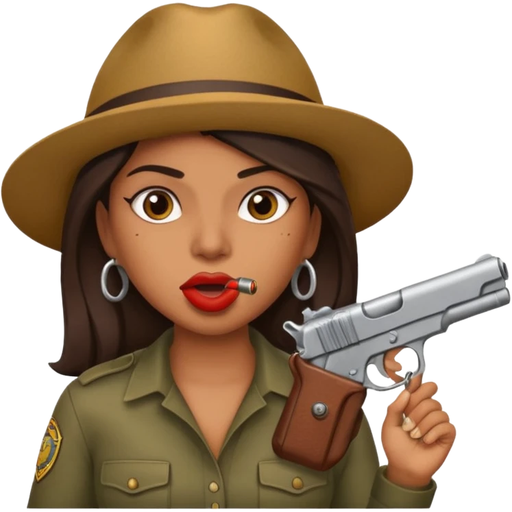 latina with gun in mouth emoji