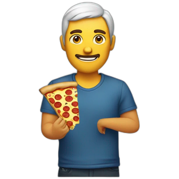 hands to the sides white man with a tattoo and a pizza in his hands emoji