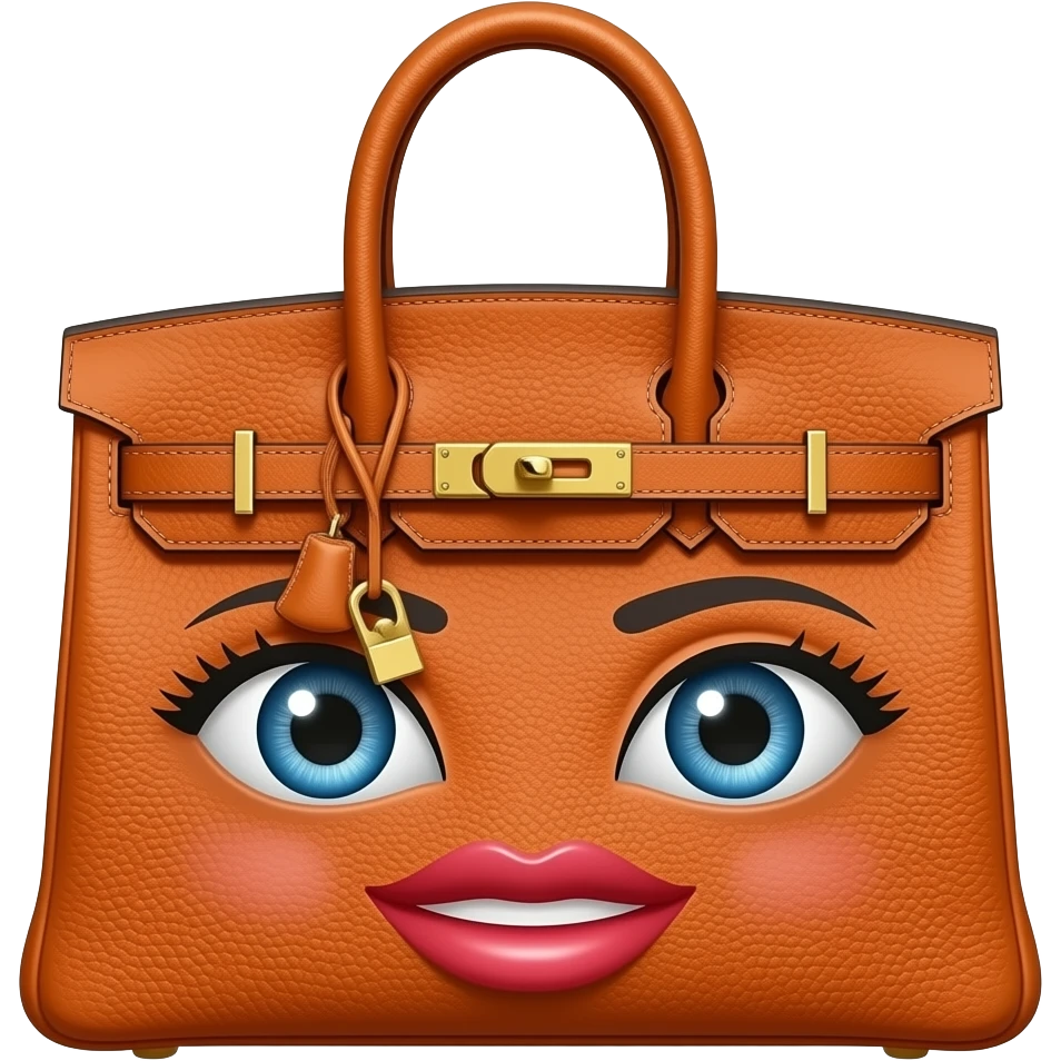 hermes bag with women eye and lips smiling emoji