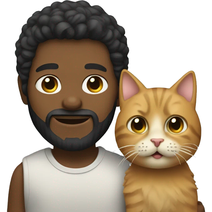 bearded boy with a cat emoji