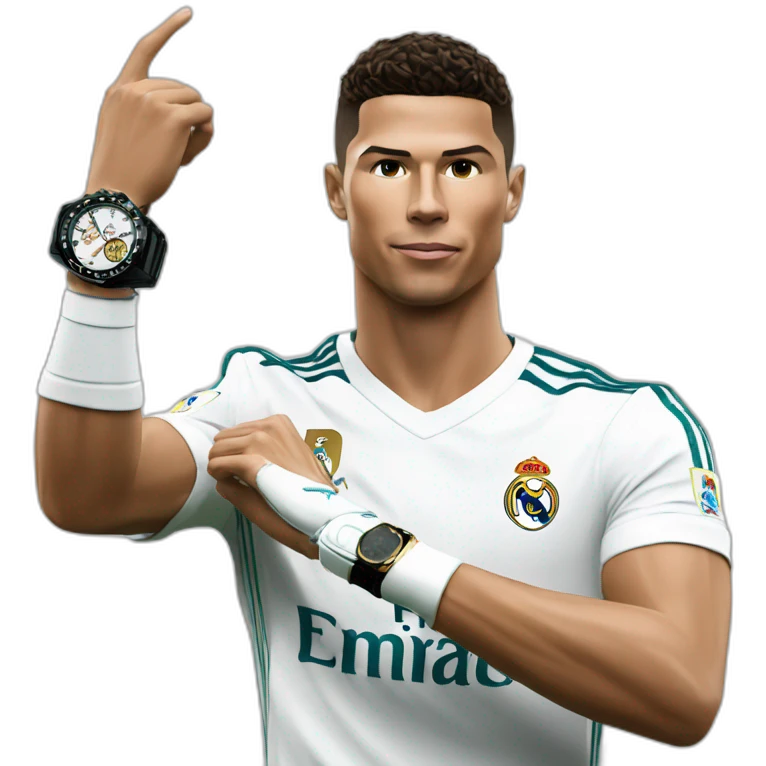 Ronaldo in real madrid with rolex on his hand emoji