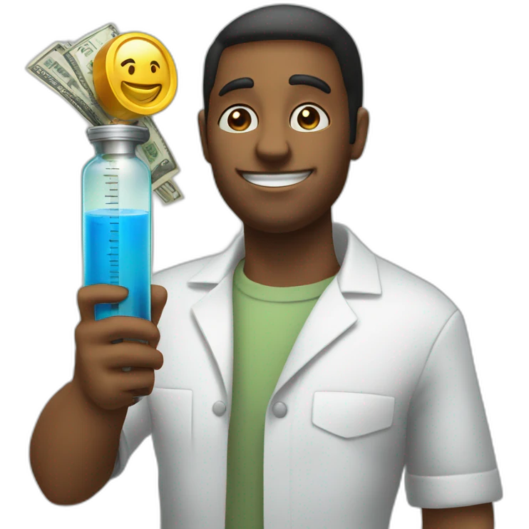the vaccine in a syringe and the money emoji