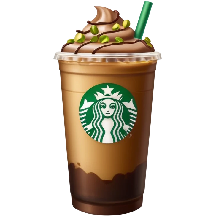 Starbucks Iced coffee with pistachio  and chocolate bar  emoji