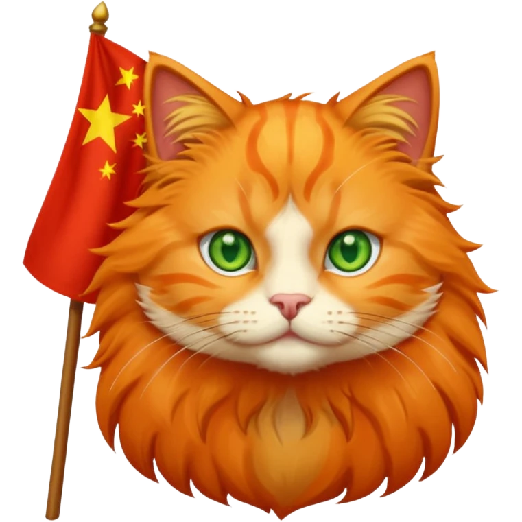 Orange Cat With the Flag of China in the backgorund emoji