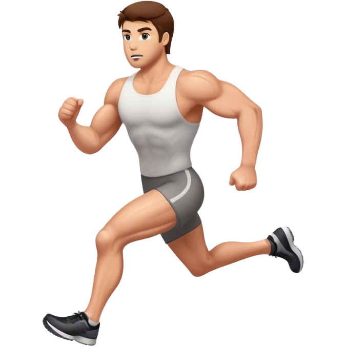 muscular man running, white with brown hair emoji