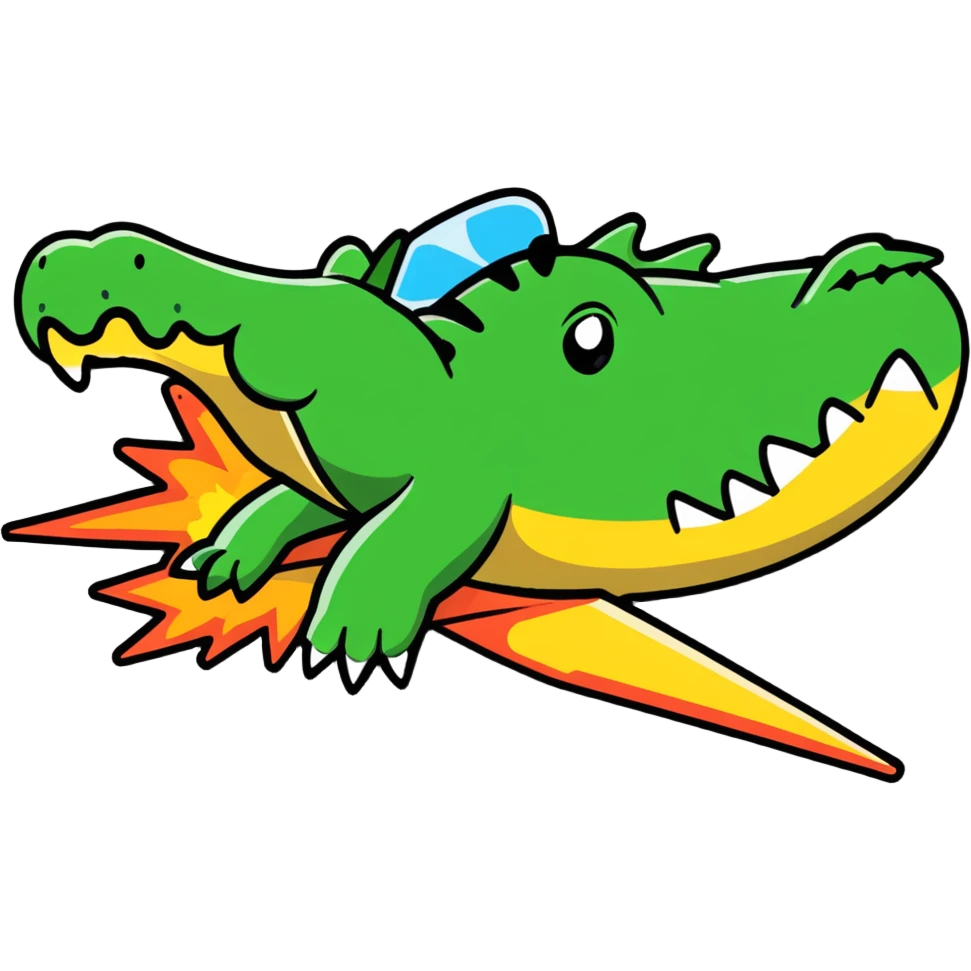 Crocodile plane with explosions behind it emoji