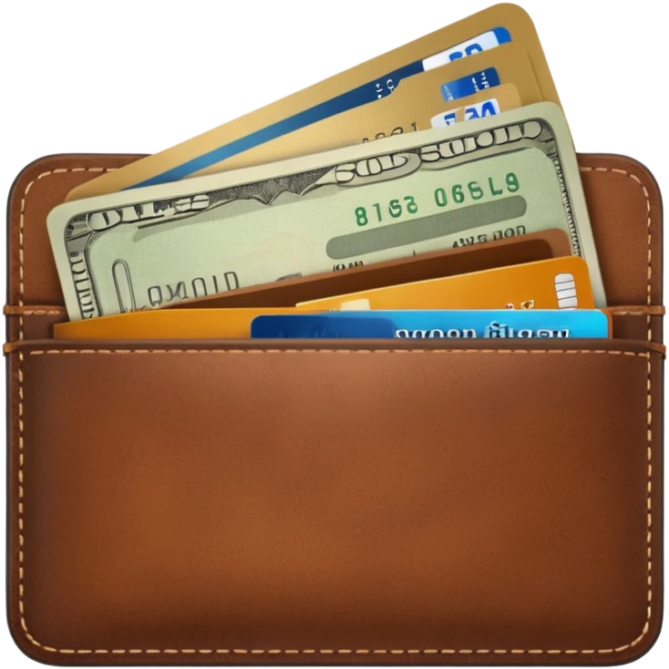 portefeuille marron avec pleins de billet et carte bancaire emoji