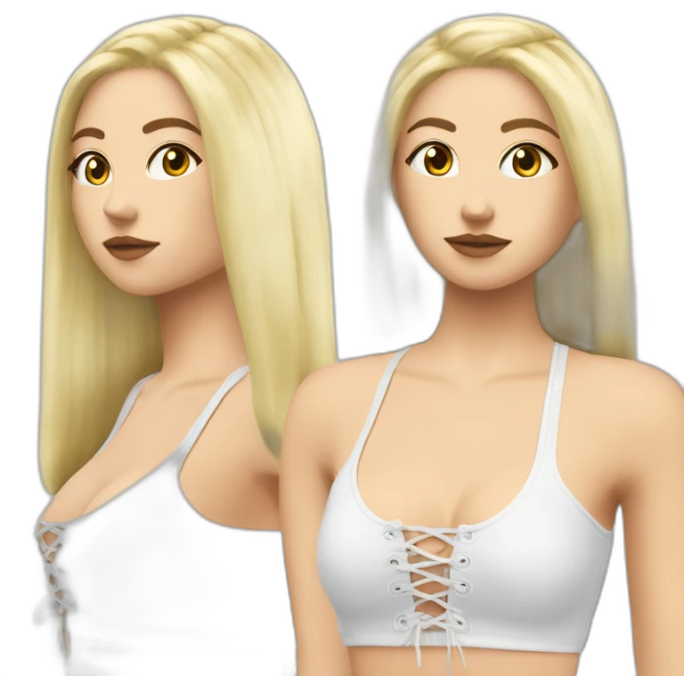 caucasian straight long haired blonde plush lace up crop top emoji