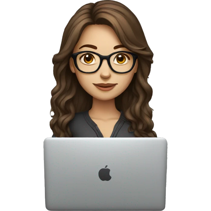 Beautiful girl with brown hair, glasses and laptop emoji