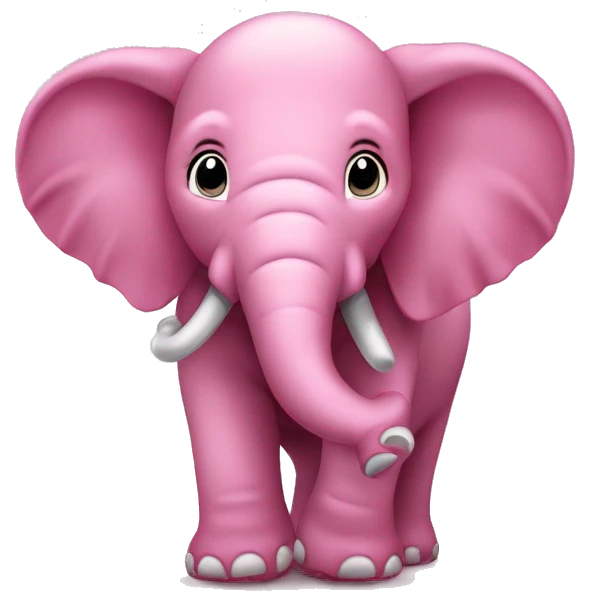Schattige roze olifant met koptelefoon zittend emoji