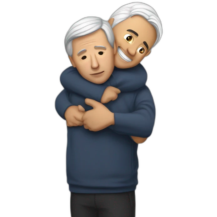 Joaquin Lopez Doriga hugging to Andres Manuel Lopez Obrador fronted emoji