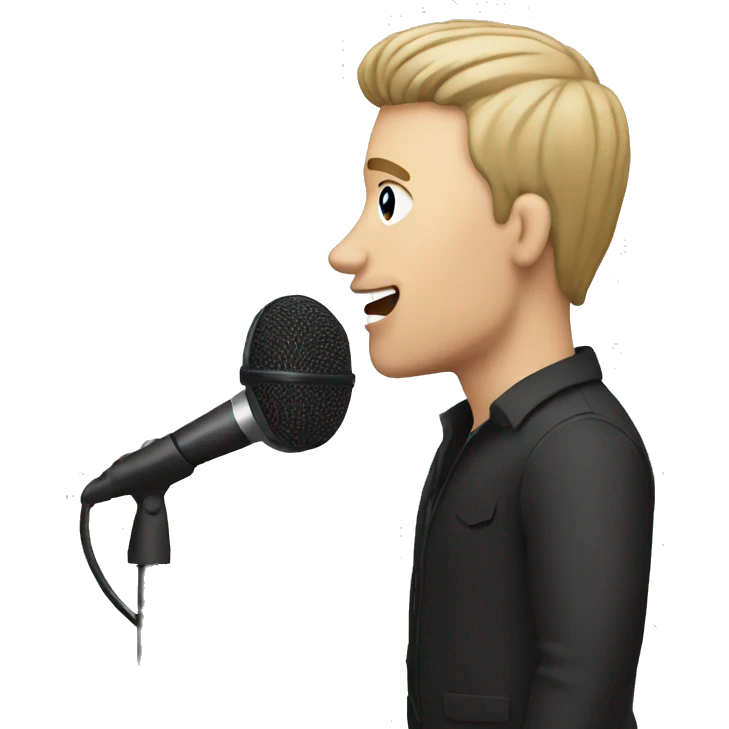 white man singer with microphone emoji