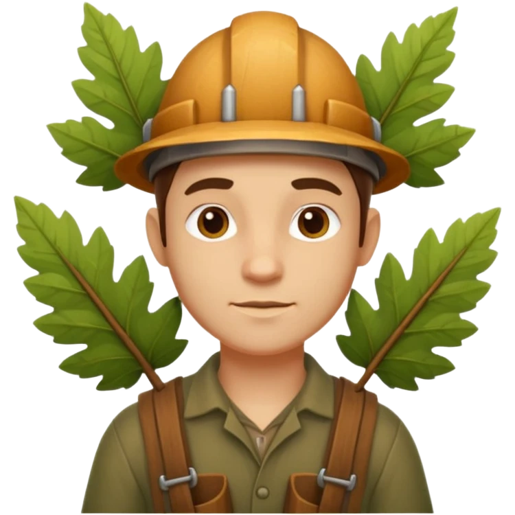 forest carpenter portrait, head and shoulders only, natural wooden accessories, leaf details, earthy tones, nature-crafted vibe, 3D cartoon, mobile game icon style, clean background, no text, no watermark
 emoji